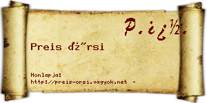 Preis Örsi névjegykártya